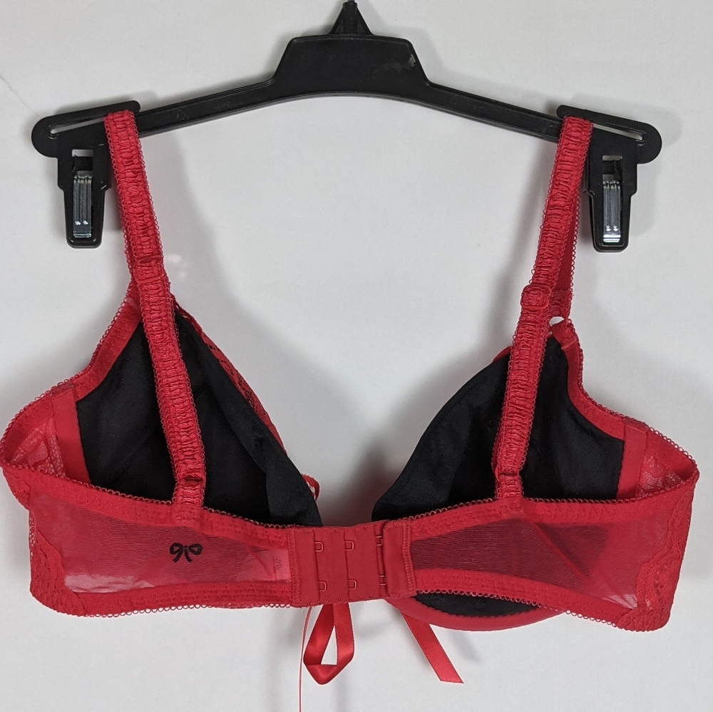 Victoria's Secret red black lace underwrite bra - Picture 7 of 8